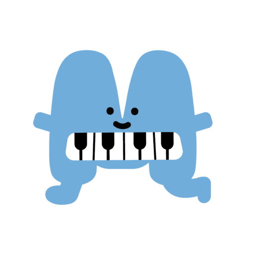Makaku's smiling piano mascot